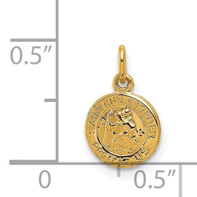 14k Yellow Gold Saint Christopher Medal Pendant