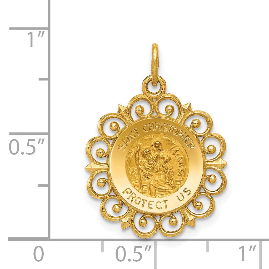 14k Yellow Gold Saint Christopher Medal Pendant