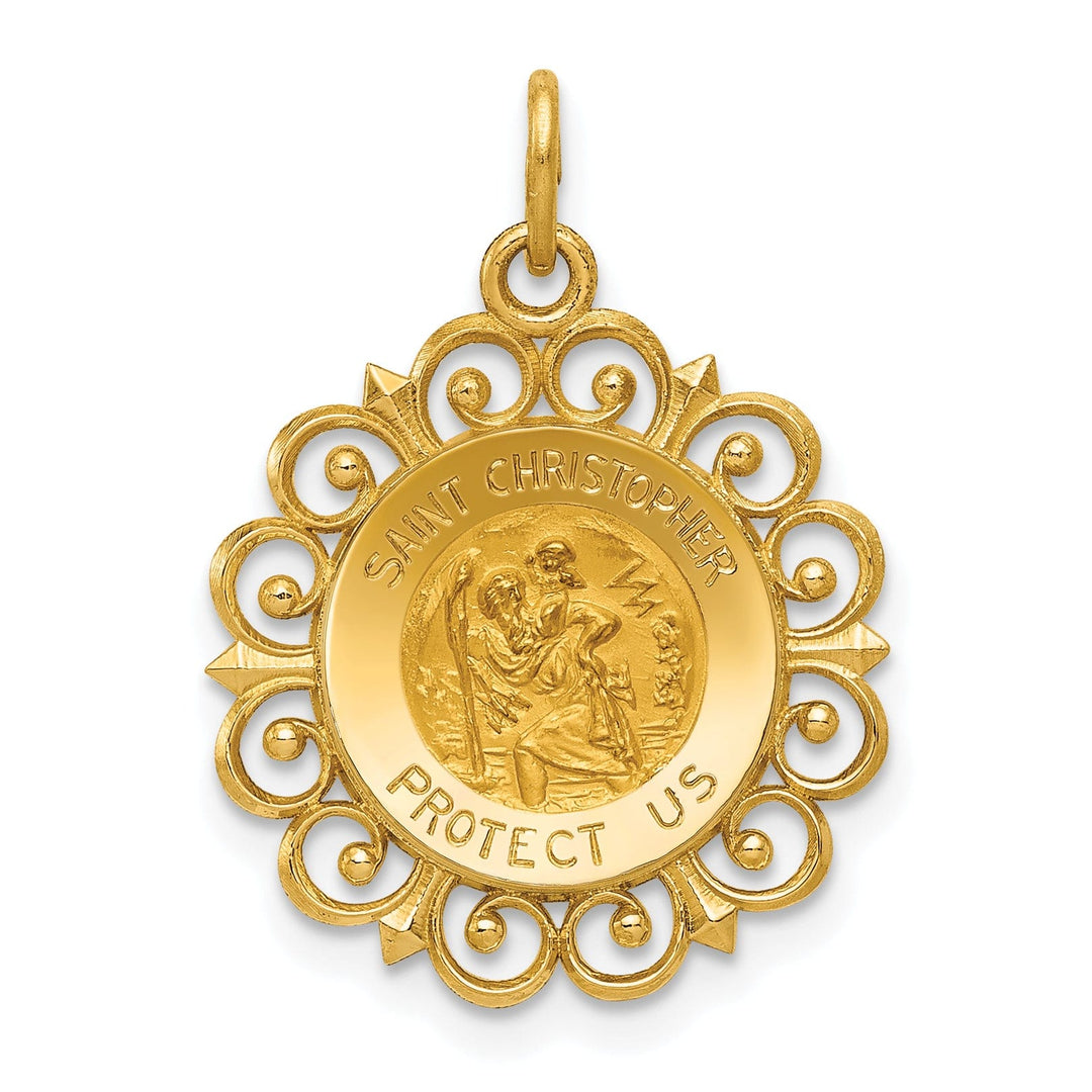 14k Yellow Gold Saint Christopher Medal Pendant