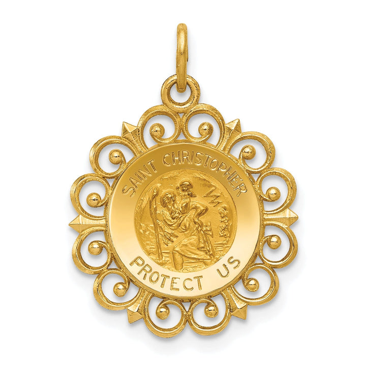 14k Yellow Gold Saint Christopher Medal Pendant