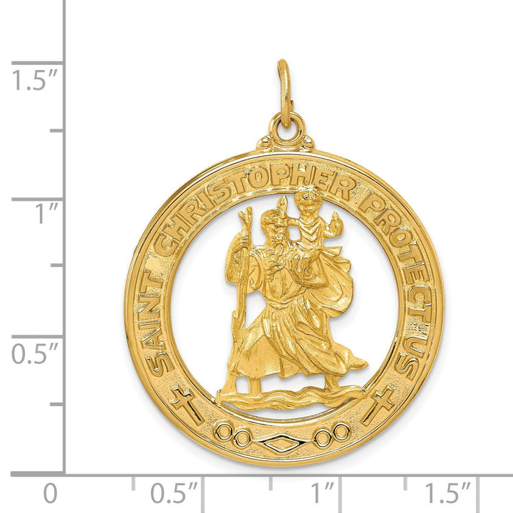 14k Yellow Gold Saint Christopher Medal Pendant