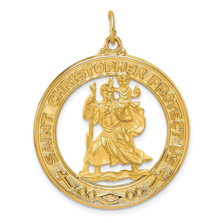 14k Yellow Gold Saint Christopher Medal Pendant