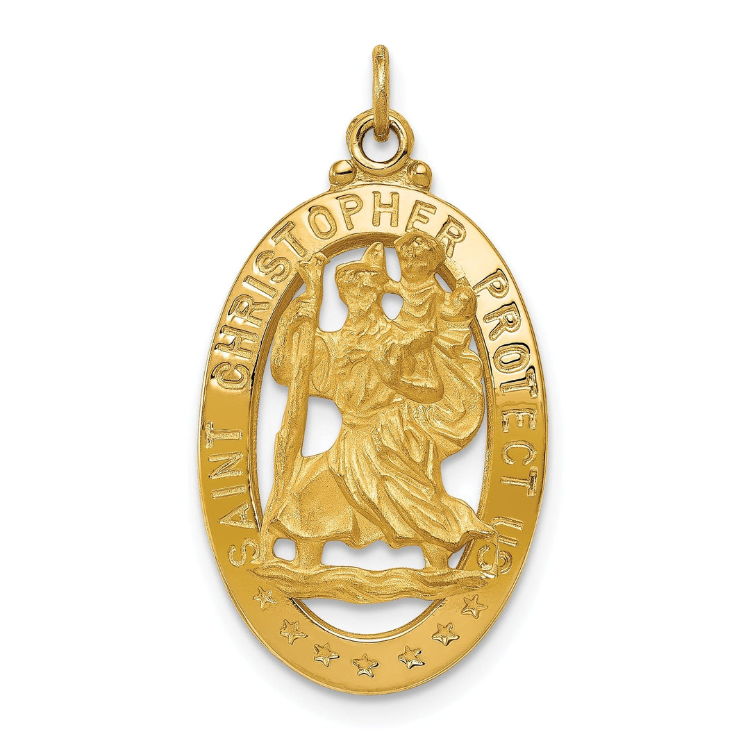 14k Yellow Gold Saint Christopher Medal Pendant