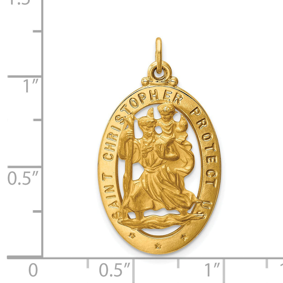 14k Yellow Gold Saint Christopher Medal Pendant