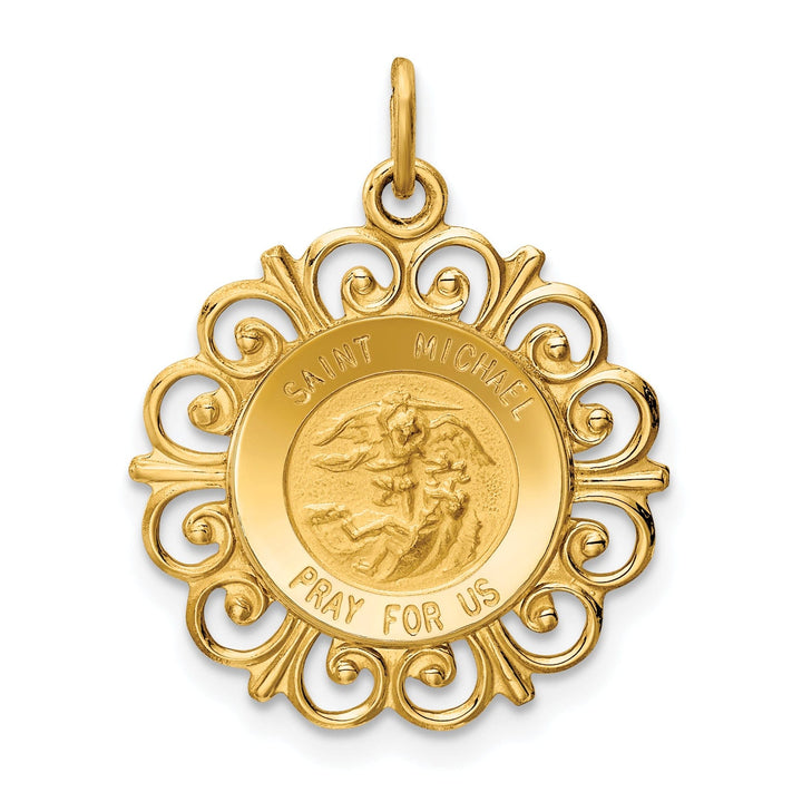 14k Yellow Gold Saint Michael Medal Pendant