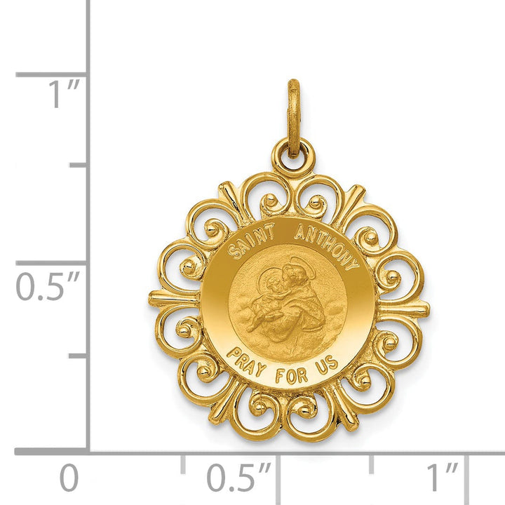 14k Yellow Gold Saint Anthony Medal Pendant