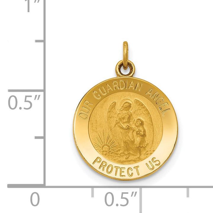 14k Yellow Gold Guardian Angel Medal Pendant