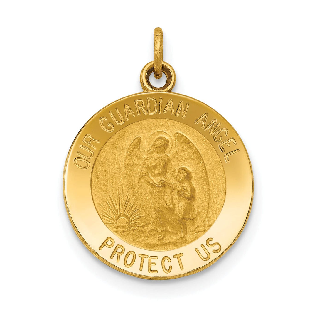 14k Yellow Gold Guardian Angel Medal Pendant