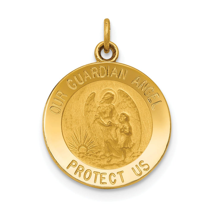 14k Yellow Gold Guardian Angel Medal Pendant