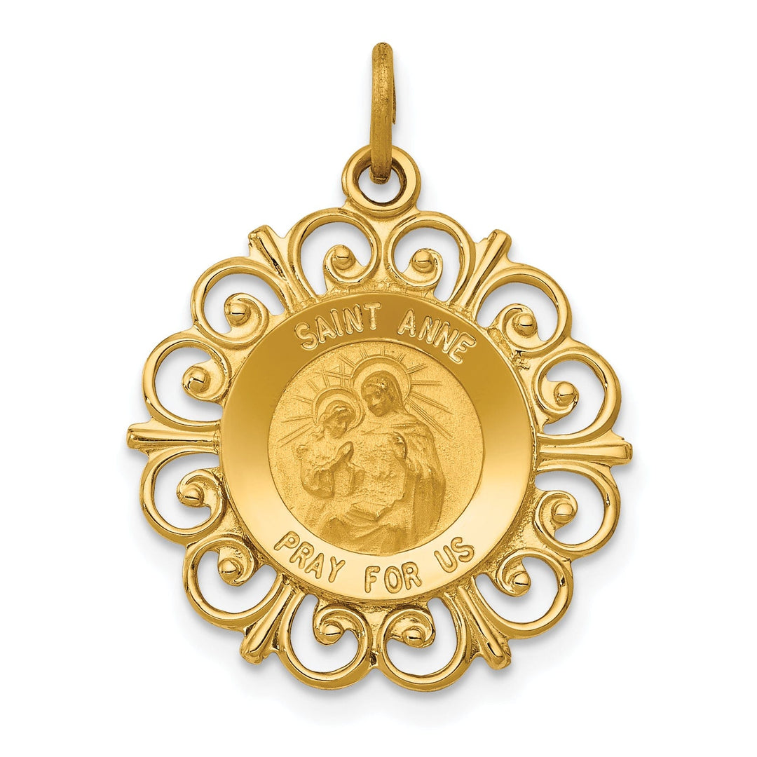 14k Yellow Gold Saint Anne Medal Pendant