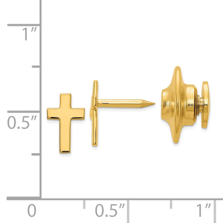 Solid 14k Yellow Gold Cross Polished Tie Tac