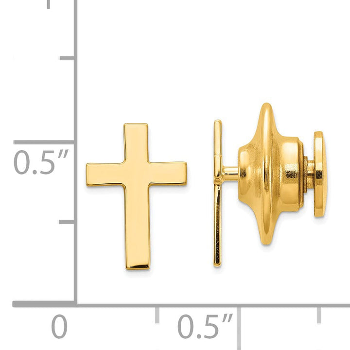 Solid 14k Yellow Gold Cross Polished Tie Tac