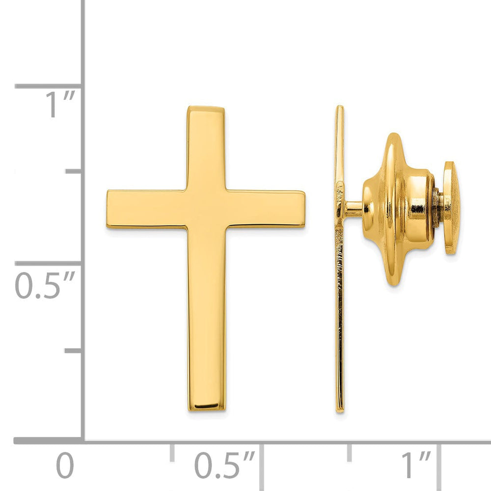 Solid 14k Yellow Gold Cross Polished Tie Tac