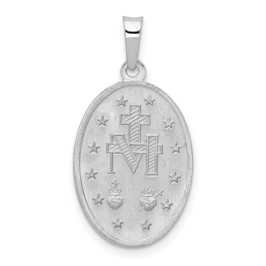 14k White Gold Miraculous Medal Charm Pendant