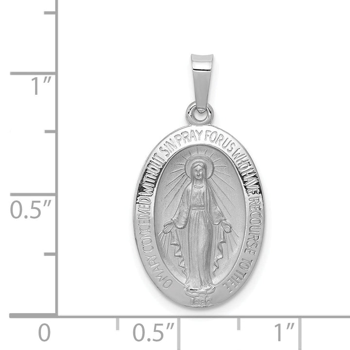 14k White Gold Miraculous Medal Charm Pendant