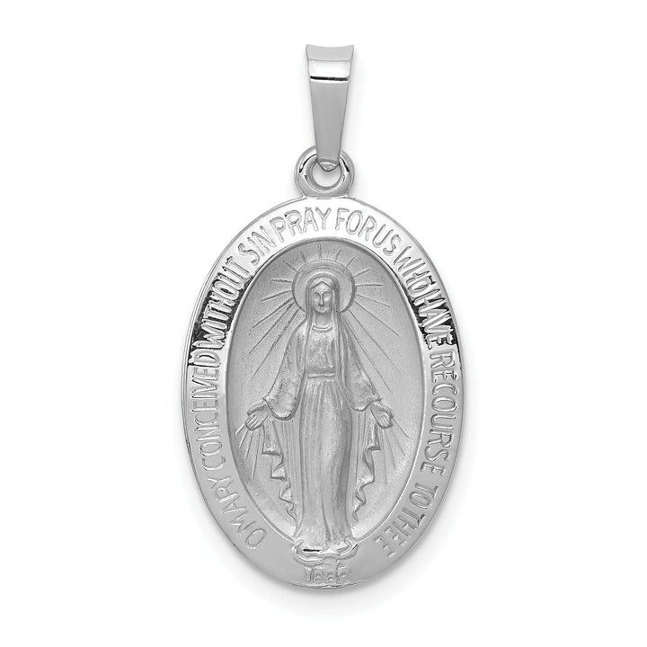 14k White Gold Miraculous Medal Charm Pendant