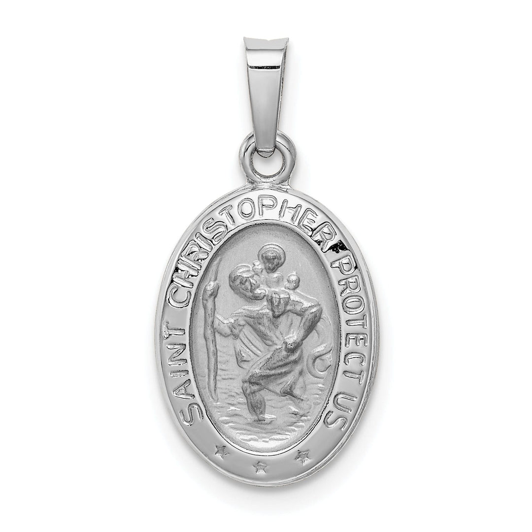 14k White Gold Saint Christopher Medal Pendant