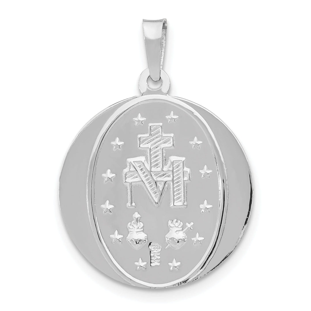 14k White Gold Miraculous Medal Pendant