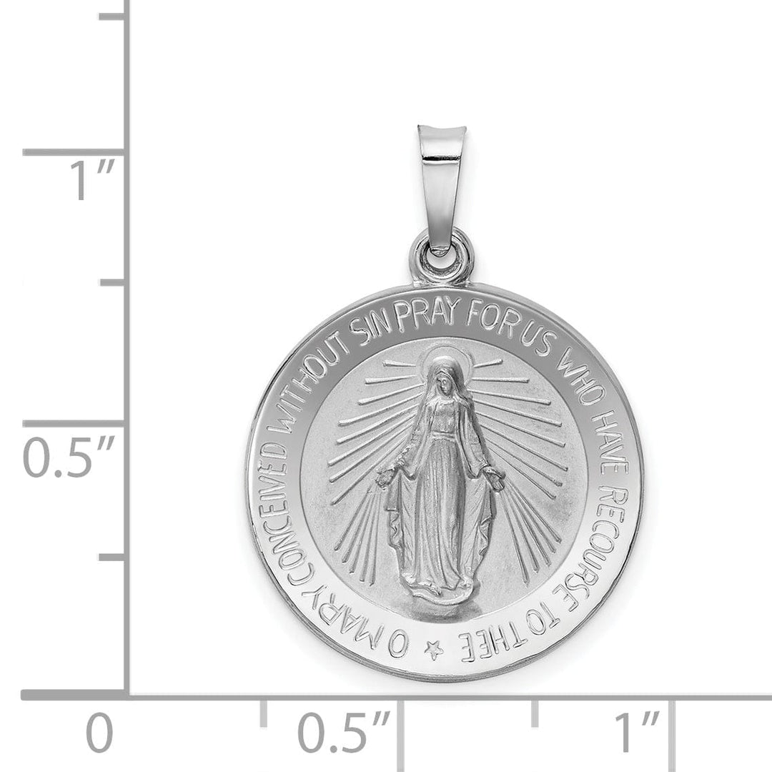 14k White Gold Miraculous Medal Pendant