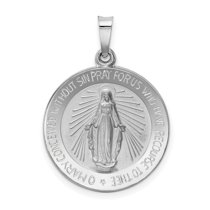 14k White Gold Miraculous Medal Pendant