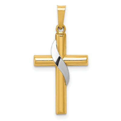 14k Yellow Gold Hollow Cross Charm at $ 113.42 only from Jewelryshopping.com