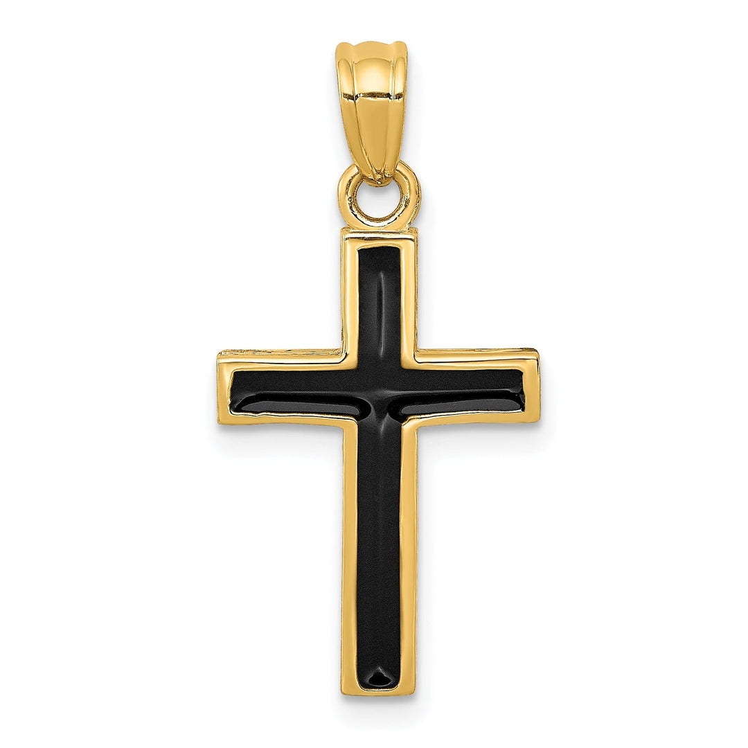 14k Yellow Gold Epoxy Latin Cross Pendant