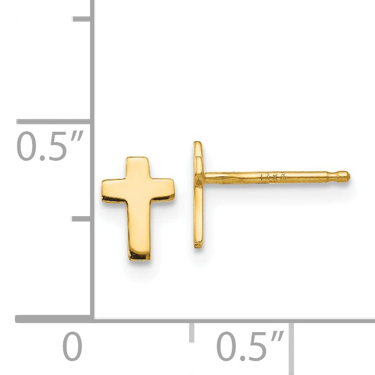 14k Yellow Gold Polished Cross Earrings