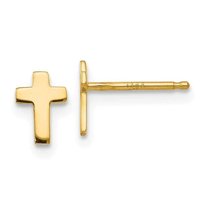 14k Yellow Gold Polished Cross Earrings