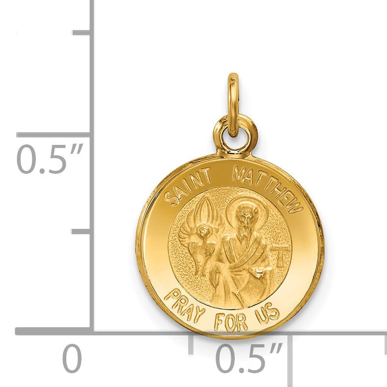 14k Yellow Gold Saint Matthew Medal Pendant