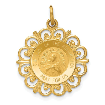 14k Yellow Gold Lady Of The Assumption Medal at $ 221.68 only from Jewelryshopping.com