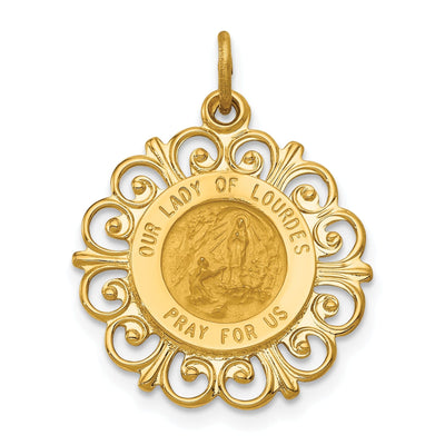 14k Yellow Gold Our Lady of Lourdes Medal at $ 221.68 only from Jewelryshopping.com