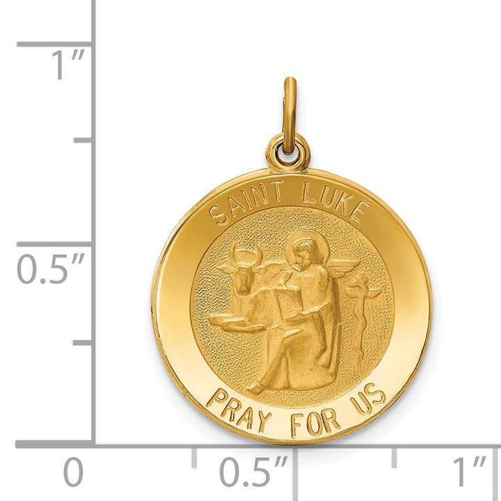 14k Yellow Gold Saint Luke Medal Pendant