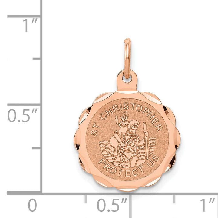 14k Rose Gold Saint Christopher Medal Pendant
