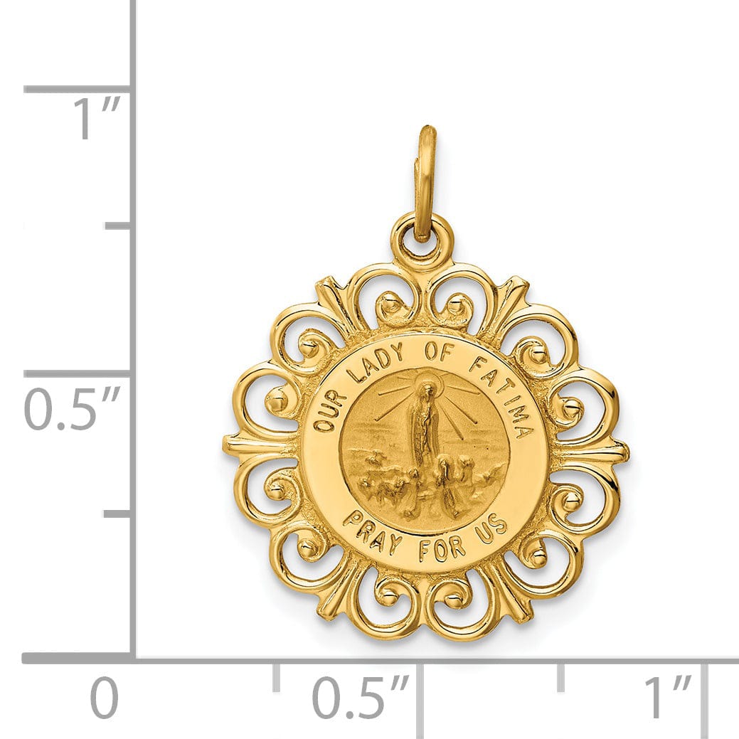 14k Yellow Gold Our Lady of Fatima Medal Pendant