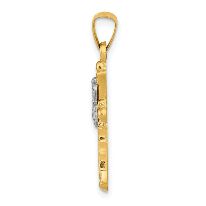 14k Two-Tone Gold Claddagh Cross Pendant