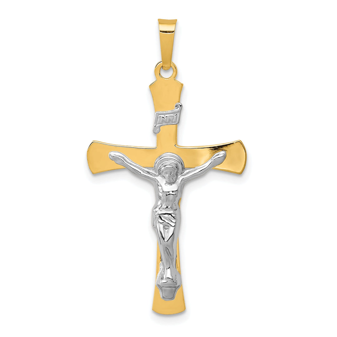 14k Two-tone Gold INRI Crucifix Pendant