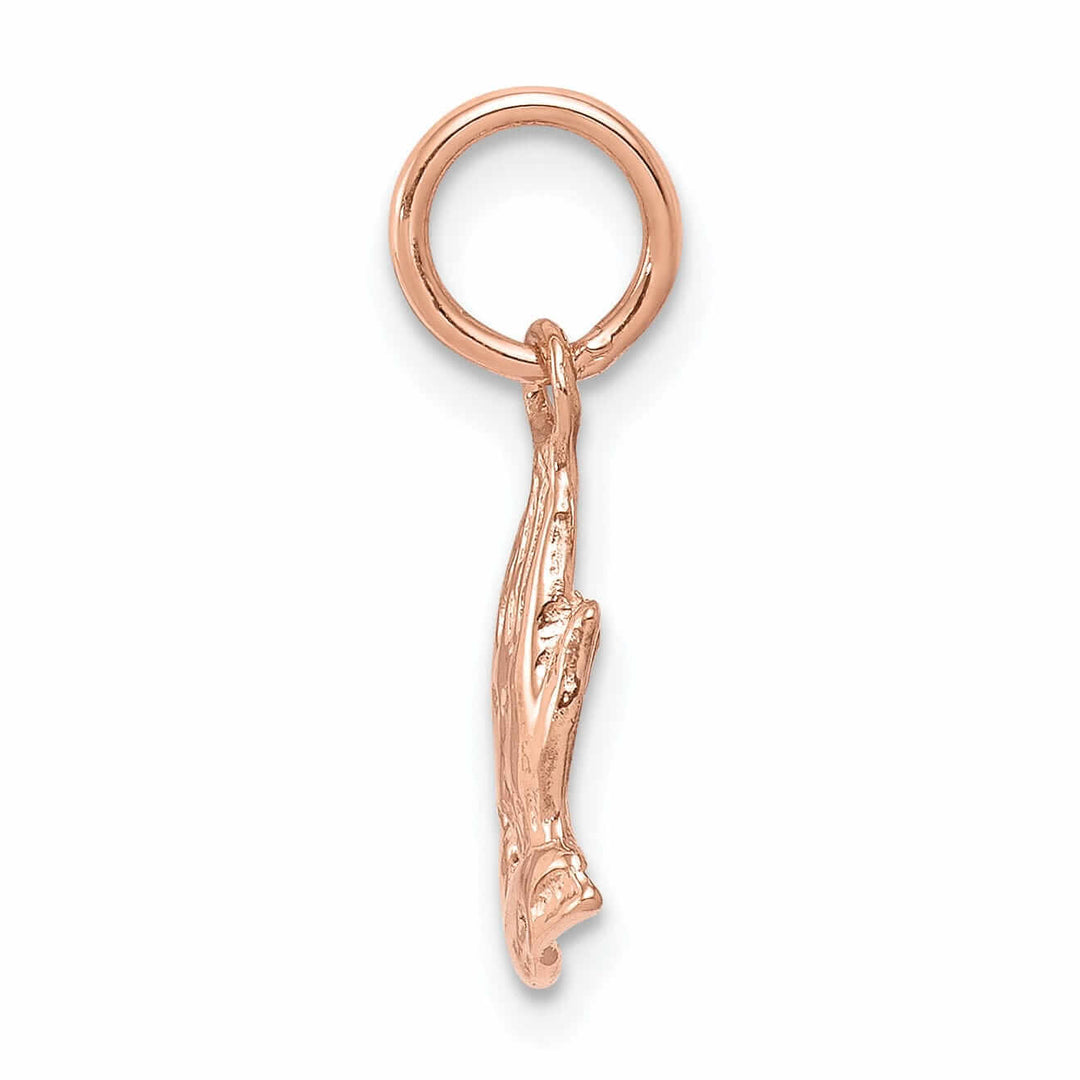 14k Rose Gold Polished Texture Finish Praying Hands Charm Pendant