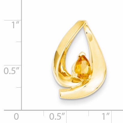 14k Yellow Gold Citrine Diamond Slide Pendant