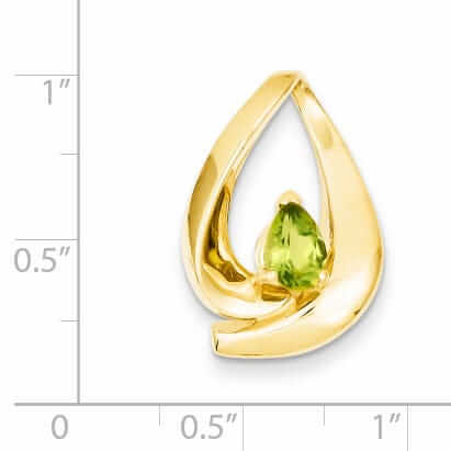 14 Yellow Gold 7x5mm Pear Peridot Slide Pendant