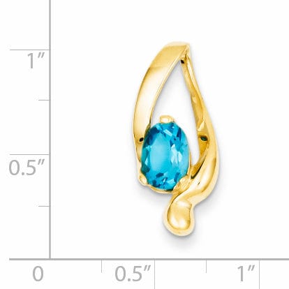 14k Yellow Gold 8x6mm Blue Topaz Slide Pendant