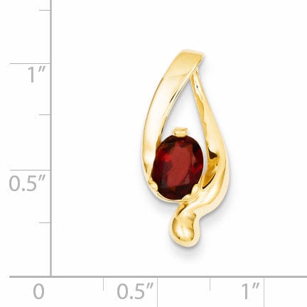 14k Yellow Gold 8x6mm Oval Garnet Slide Pendant