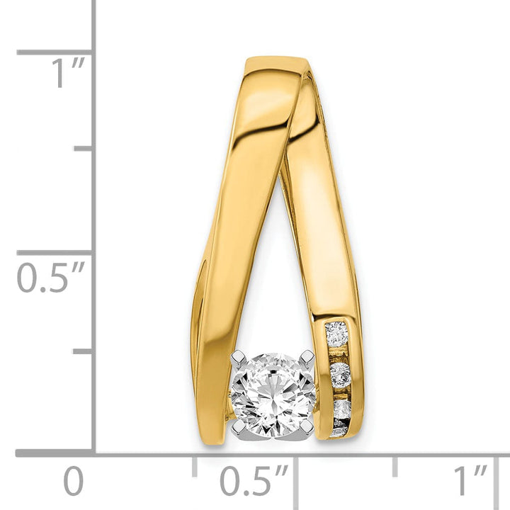 14k Two Tone Gold Peg Set Slide Pendant