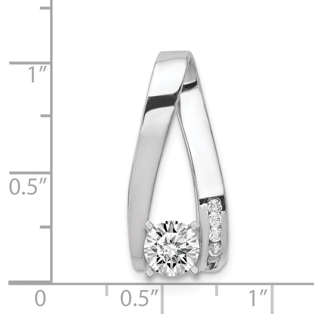 14k White Gold Peg Set Slide Pendant