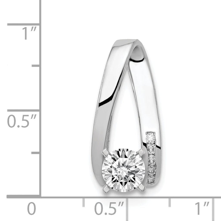 14k White Gold Peg Set Slide Pendant