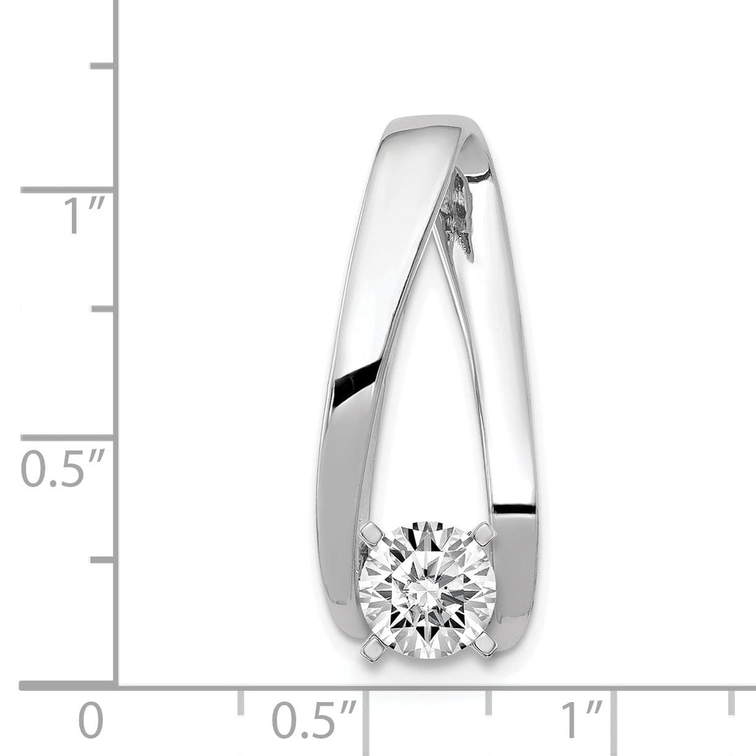 14k White Gold Peg Set Slide Pendant