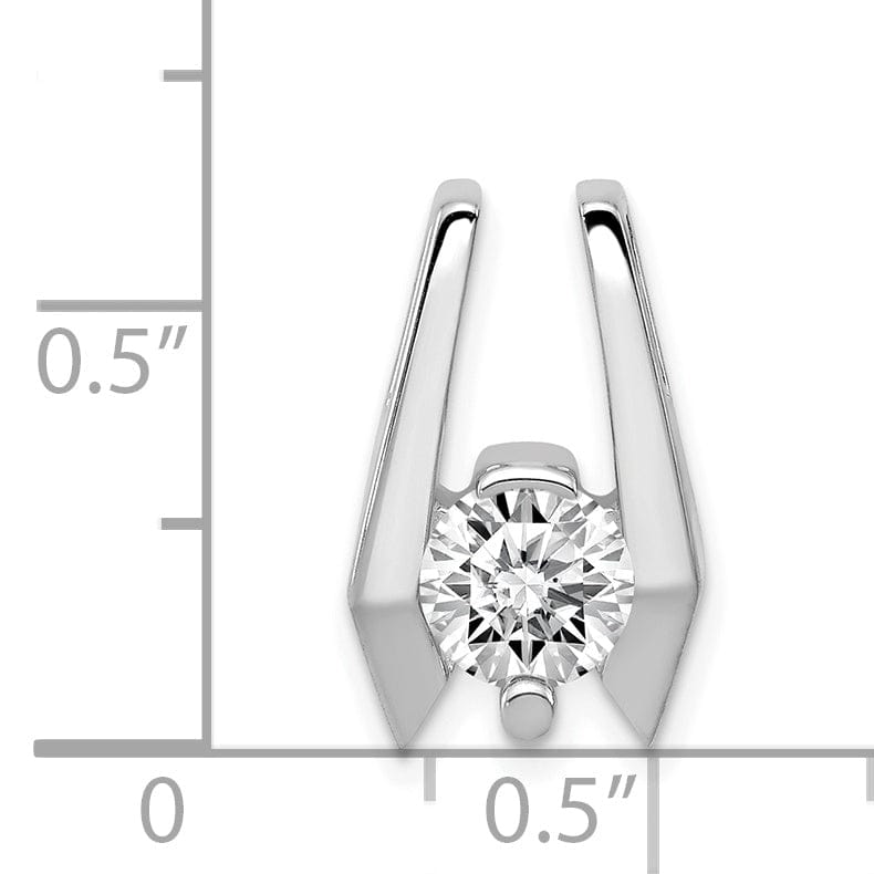 14k White Gold Hold 5.75mm Stone Slide Pendant