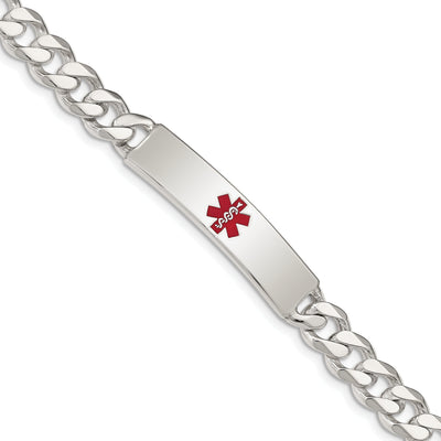 Silver 8-MM Wide Medical Curb Link 8.5 inch ID Bracelet. at $ 99.88 only from Jewelryshopping.com