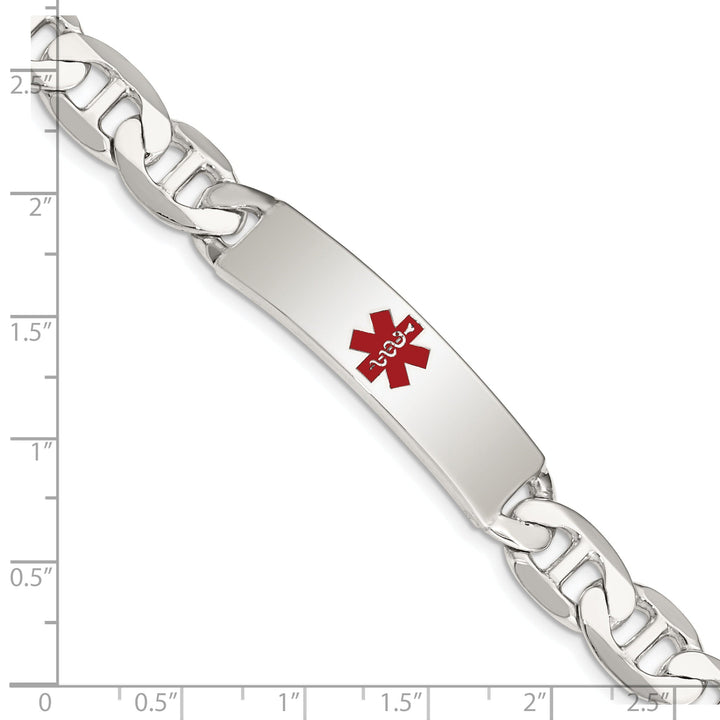 Silver 9-MM Wide Medical Anchor 8.50 inch ID Bracelet.