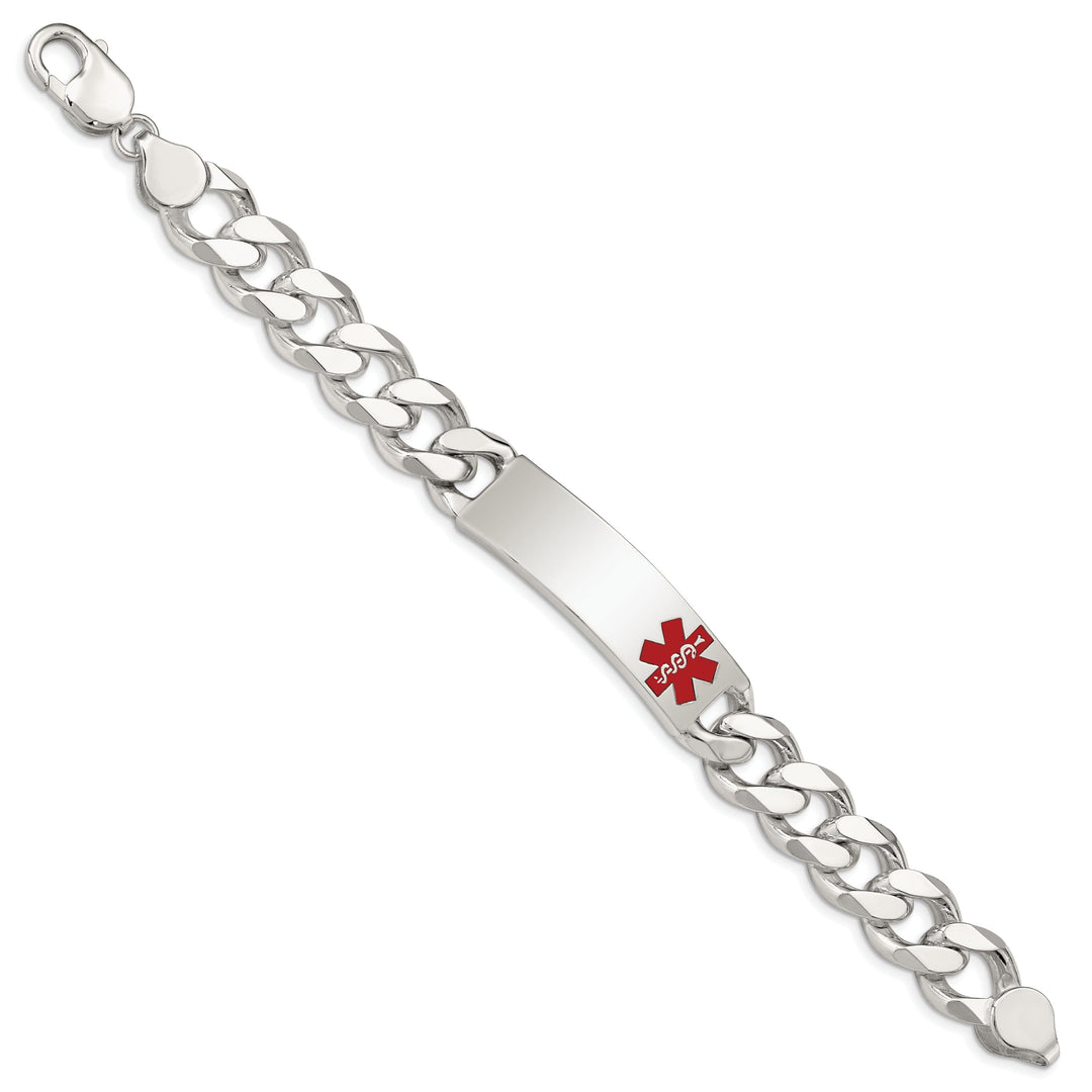 Silver 14-MM Wide Medical Curb Link 7.5-inch ID Bracelet.