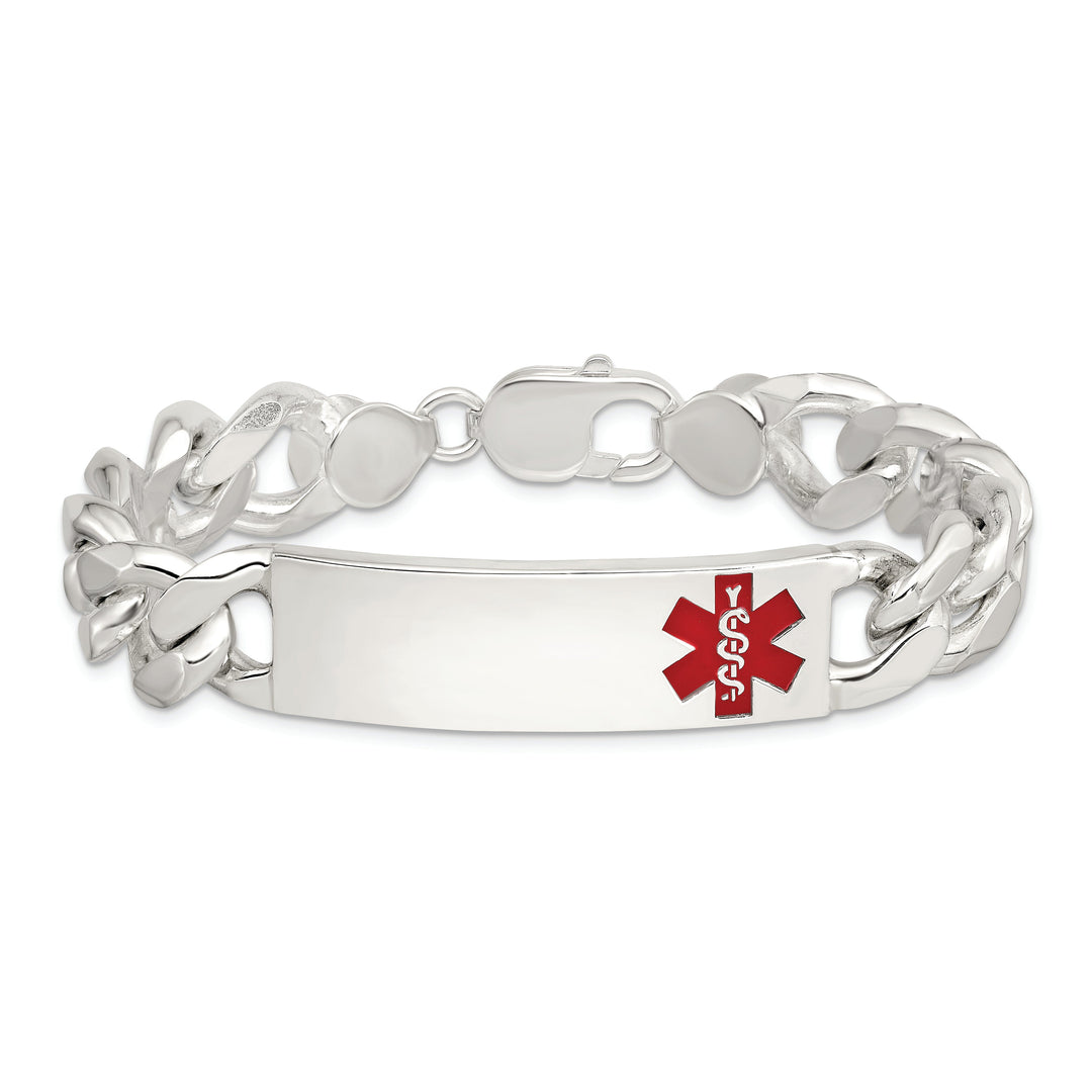 Silver 14-MM Wide Medical Curb Link 7.5-inch ID Bracelet.